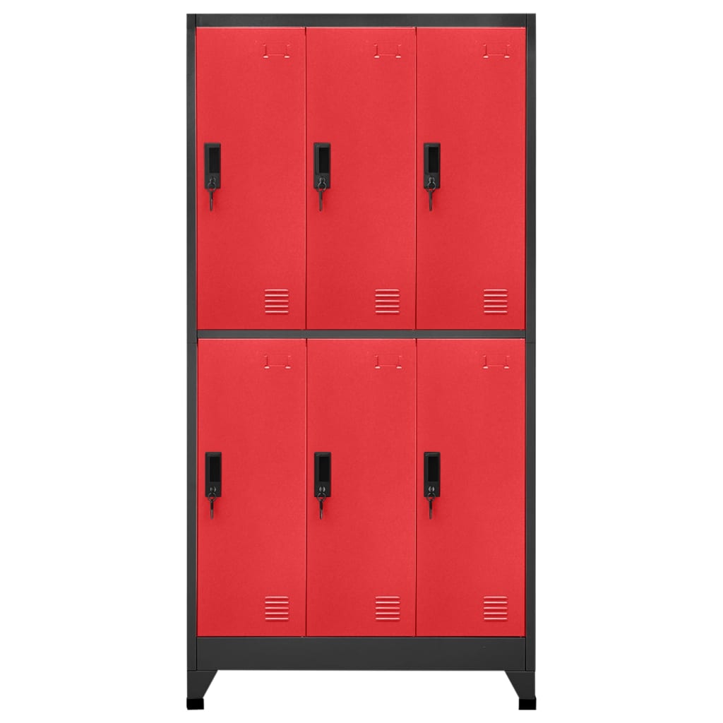 vidaXL Locker Cabinet Anthracite and Red 90x45x180 cm Steel