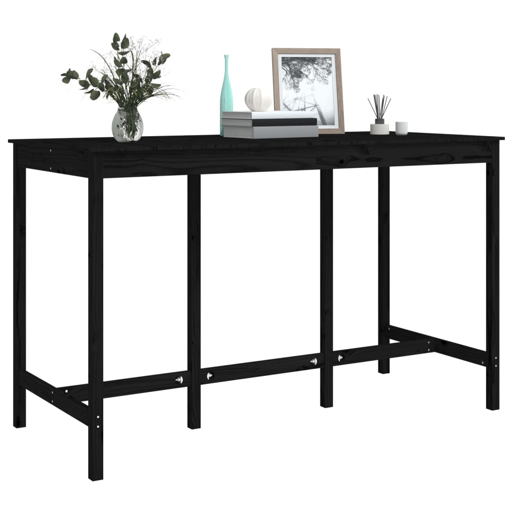 vidaXL Bar Table Black 180x80x110 cm Solid Wood Pine
