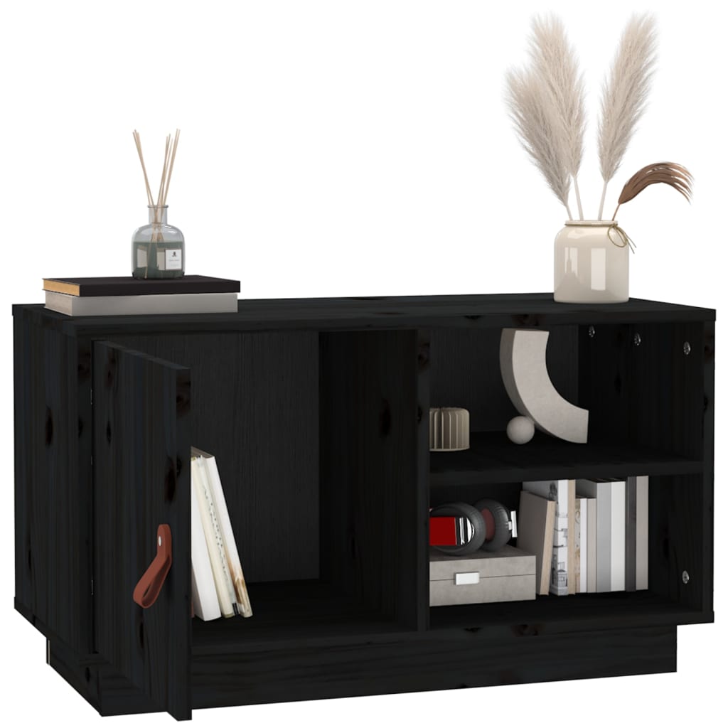 vidaXL TV Cabinet Black 70x34x40 cm Solid Wood Pine