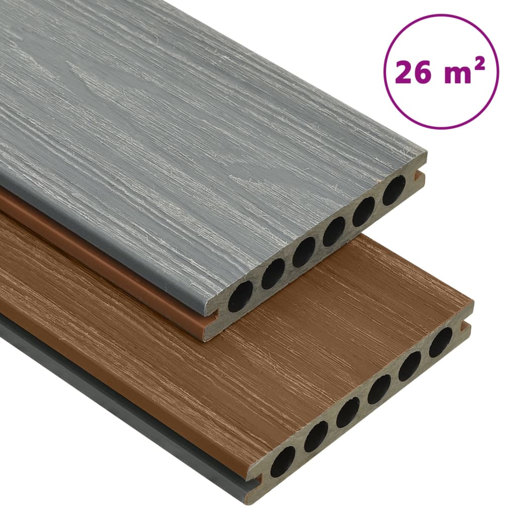 vidaXL WPC Decking Boards with Accessories Brown and Grey 26 m² 2.2 m