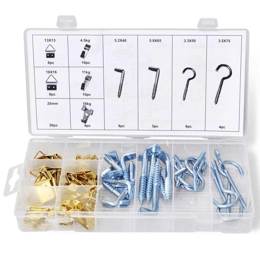 83 pcs Hook Assortment Kit Screw-in Eyelet Angle Wall Ceiling