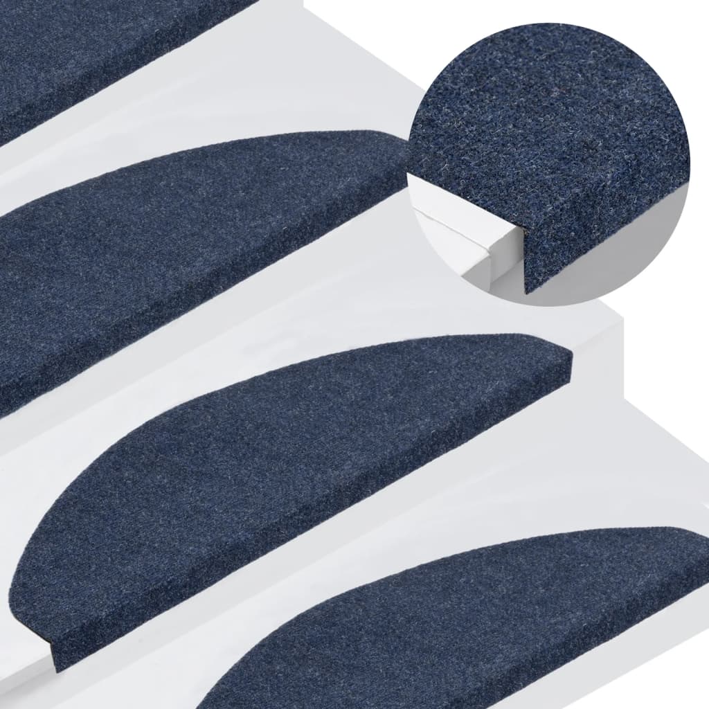 vidaXL Stair Mats Self-adhesive 15 pcs 65x22.5x3.5 cm Blue