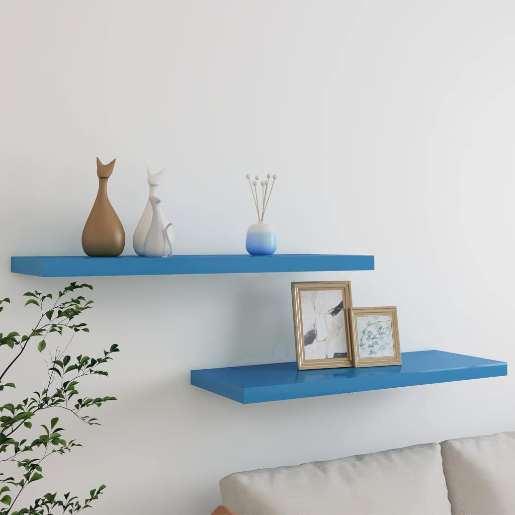 vidaXL Floating Wall Shelves 2 pcs Blue 80x23.5x3.8 cm MDF