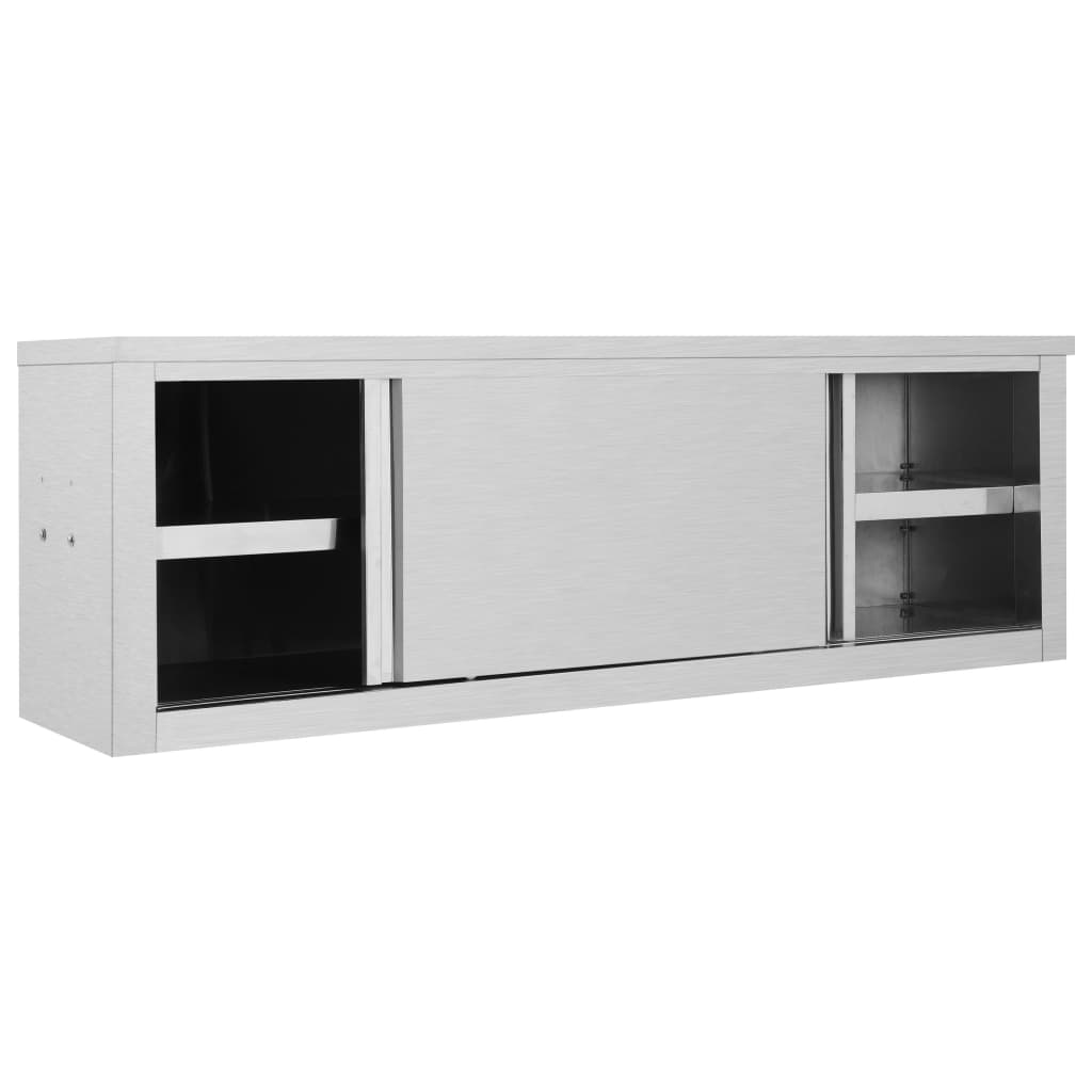 vidaXL Kitchen Wall Cabinet with Sliding Doors 150x40x50 cm Stainless Steel