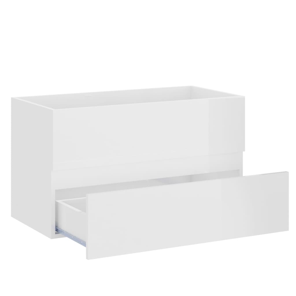 vidaXL Sink Cabinet High Gloss White 80x38.5x45 cm Engineered Wood