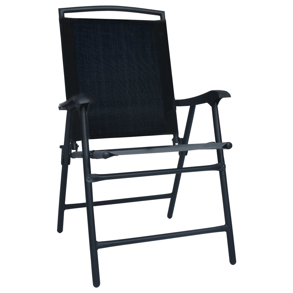 vidaXL Folding Garden Chairs 2 pcs Texilene Black