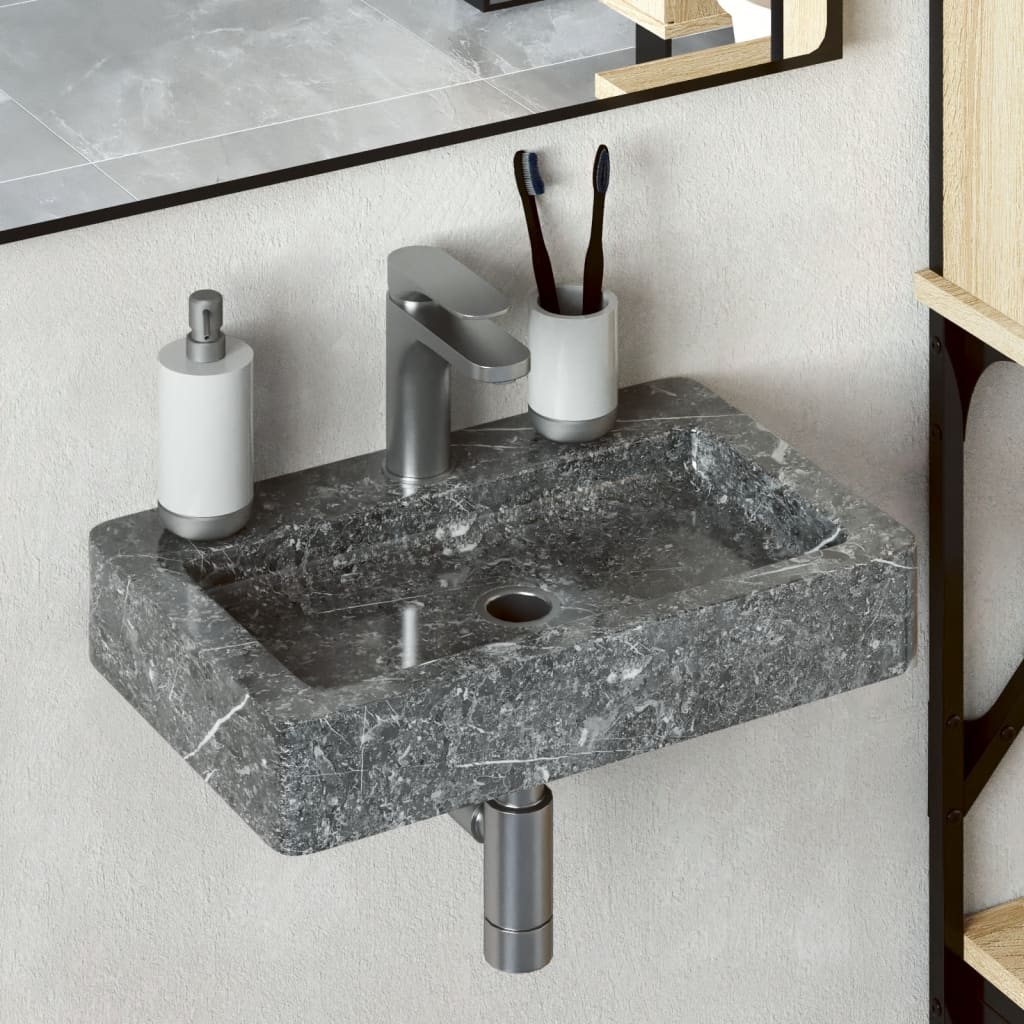 vidaXL Sink Grey 38x24x6.5 cm Marble