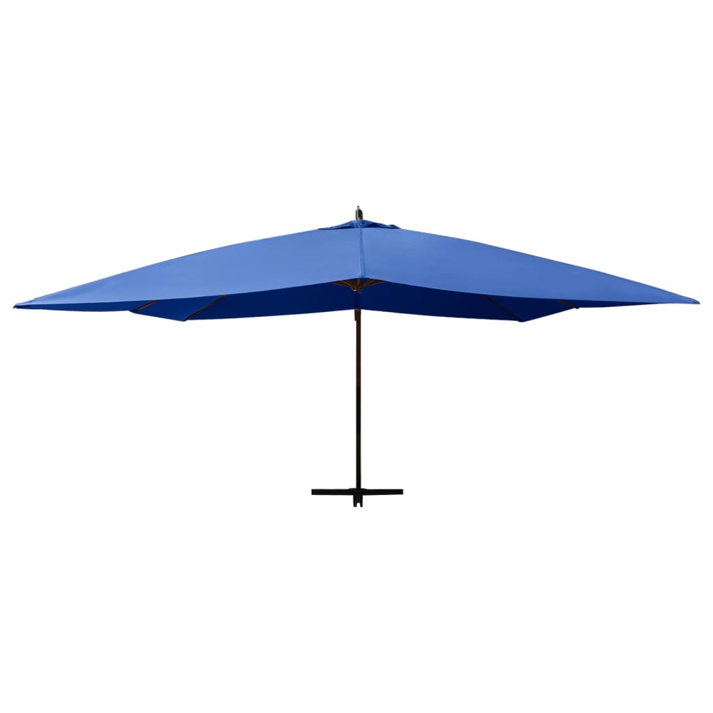 vidaXL Cantilever Umbrella with Wooden Pole 400x300 cm Azure Blue