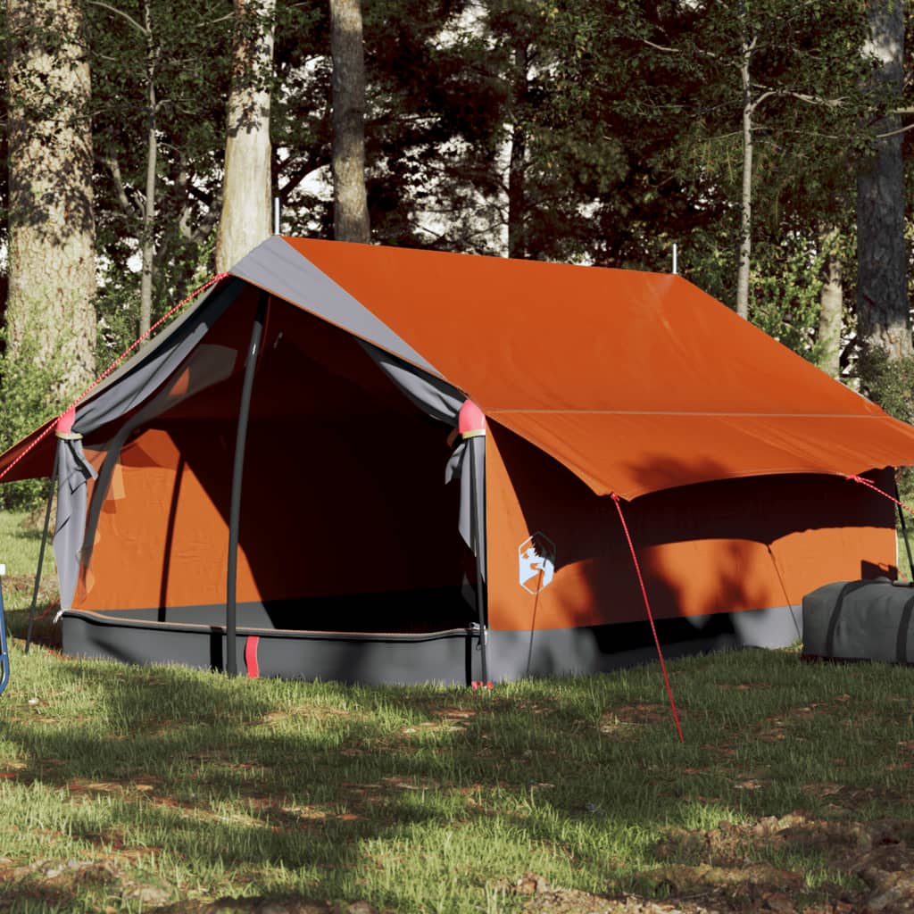 vidaXL Camping Tent 2-Person Grey and Orange Waterproof