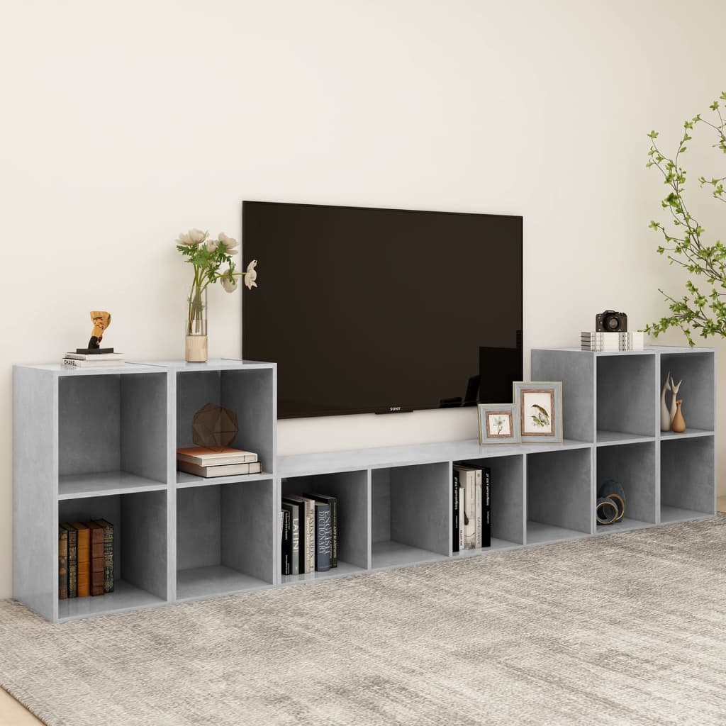 vidaXL 5 Piece TV Cabinet Set Concrete Grey Engineered Wood