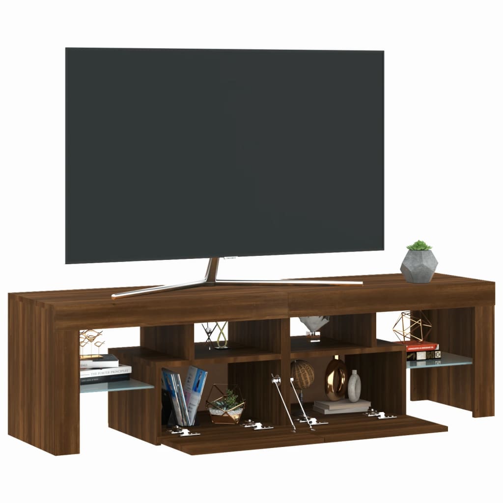 vidaXL TV Cabinet with LED Lights Brown Oak 140x36.5x40 cm