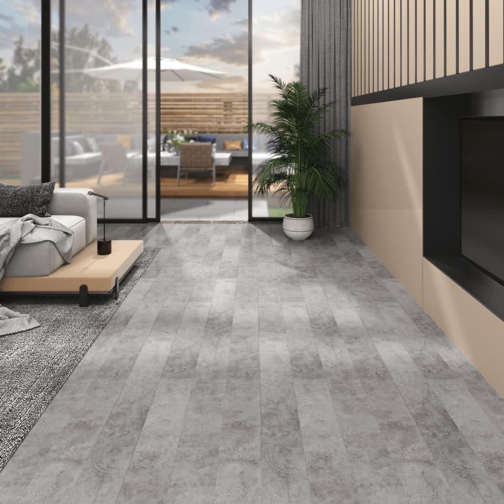 vidaXL PVC Flooring Planks 5.02 m² 2 mm Self-adhesive Concrete Grey