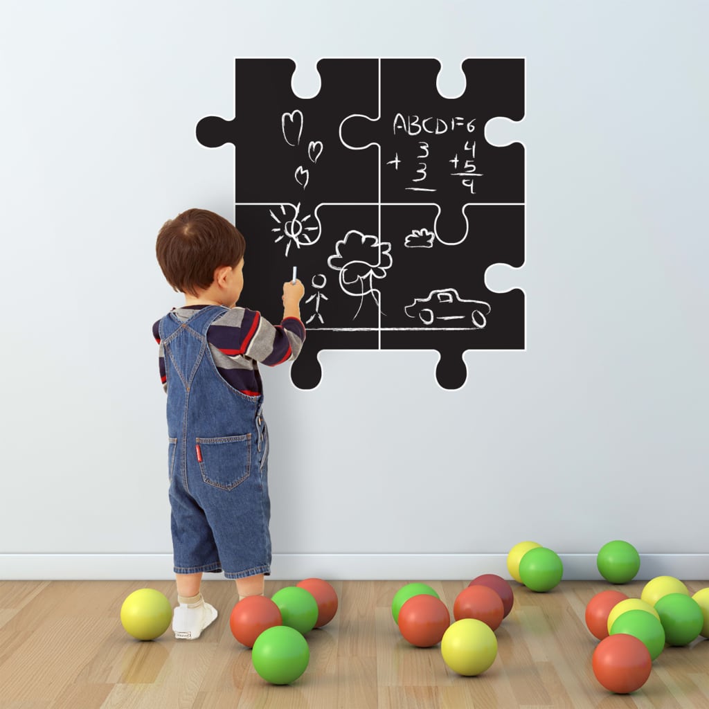 WALPLUS Chalkboard Decoration Sticker Puzzle 54x54cm Black