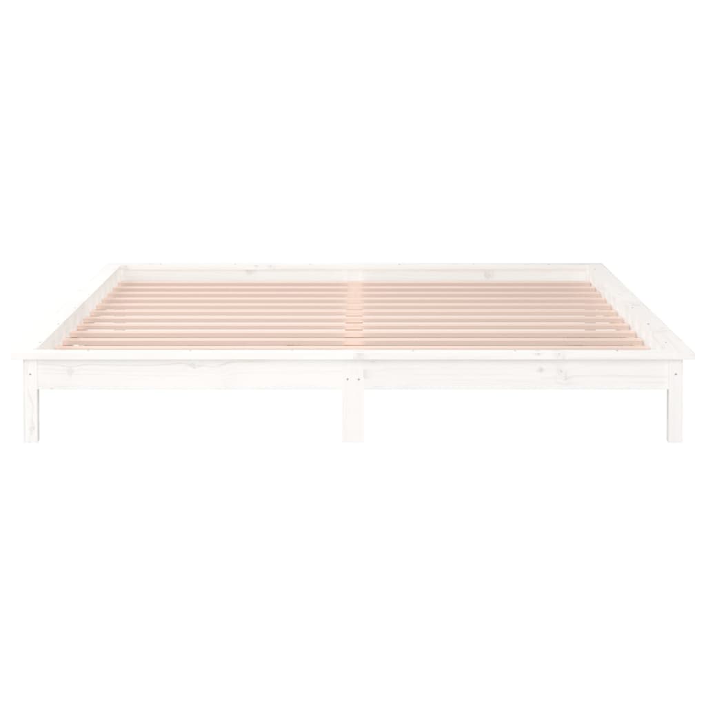 vidaXL LED Bed Frame White 160x200 cm Solid Wood