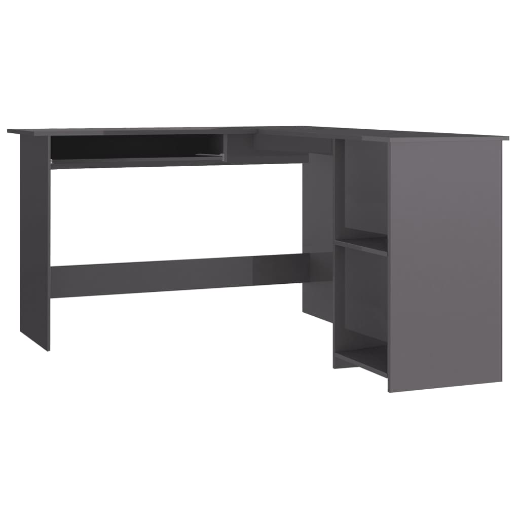 vidaXL L-Shaped Corner Desk High Gloss Grey 120x140x75 cm Chipboard