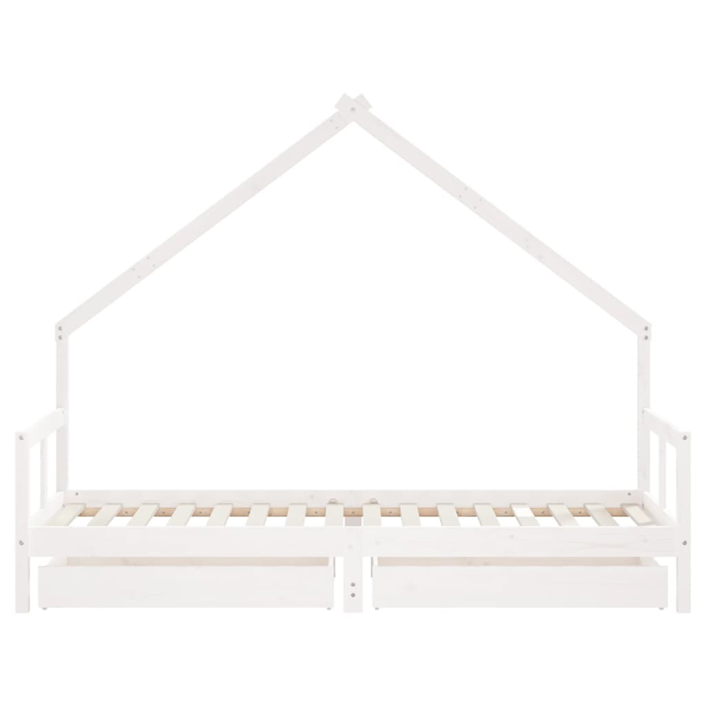 vidaXL Kids Bed Frame with Drawers White 80x200 cm Solid Wood Pine