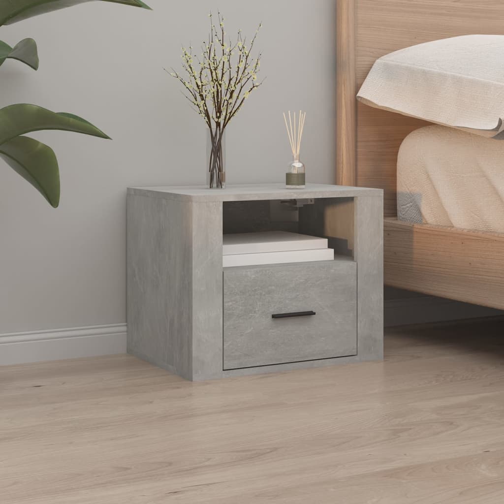 vidaXL Wall-mounted Bedside Cabinet Concrete Grey 50x36x40 cm
