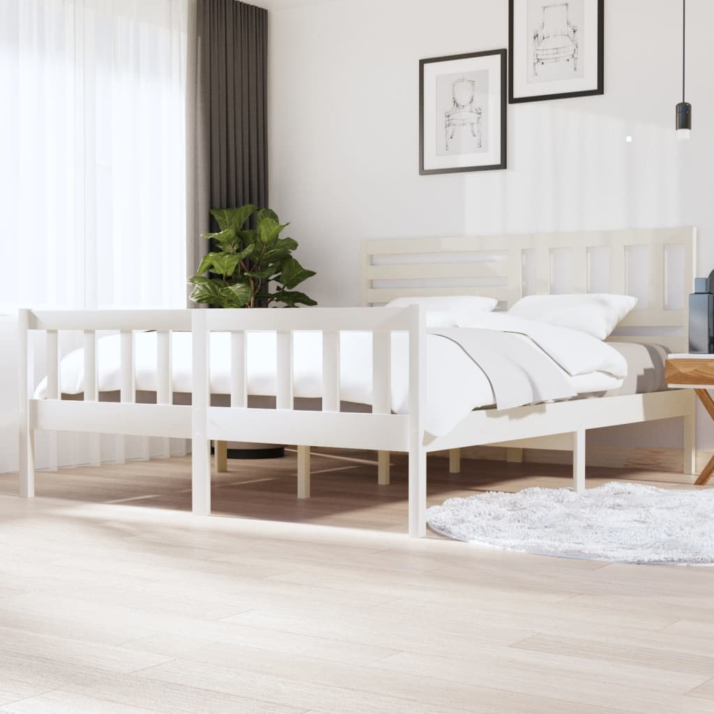 vidaXL Bed Frame White 180x200 cm Super King Size Solid Wood