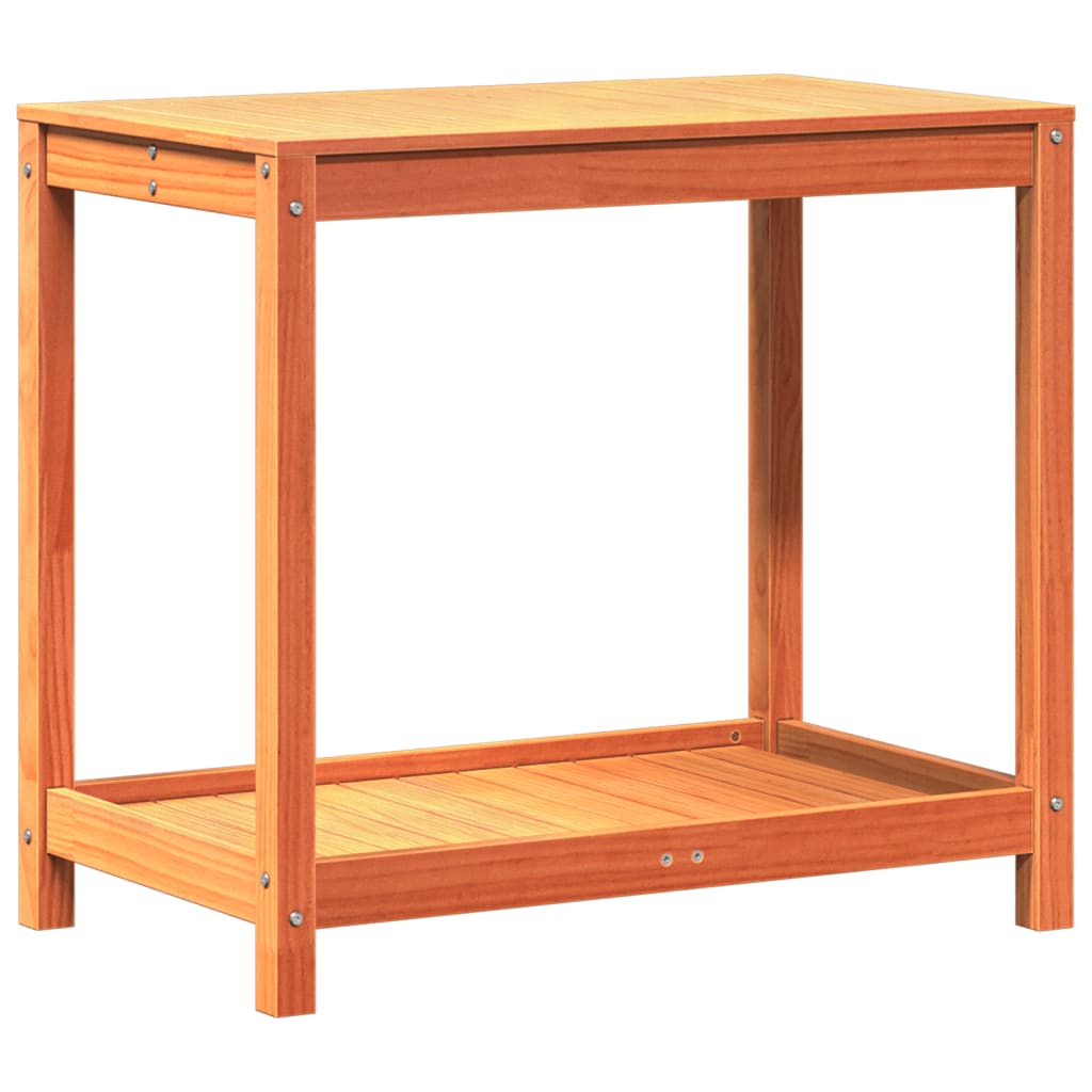 vidaXL Potting Table with Shelf Wax Brown 82.5x50x75 cm Solid Wood Pine
