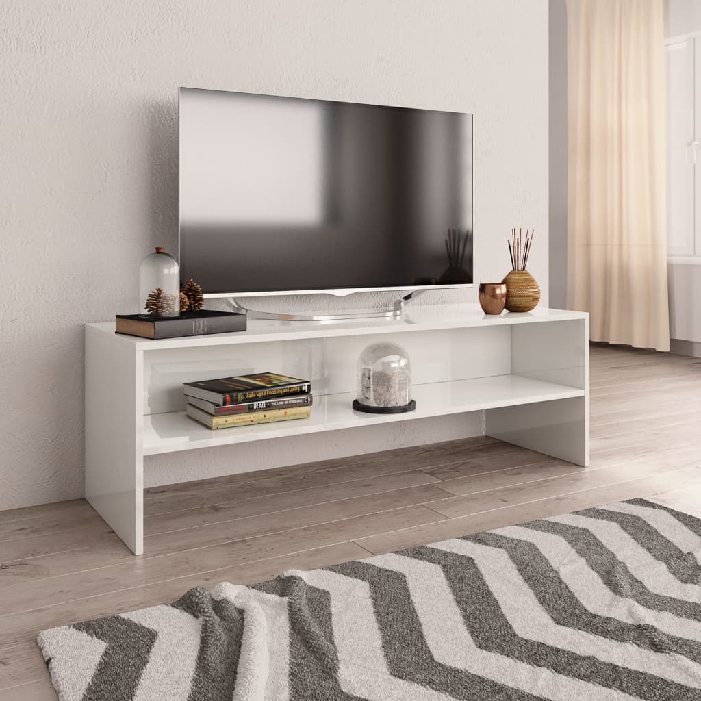 vidaXL TV Cabinet High Gloss White 120x40x40 cm Engineered Wood