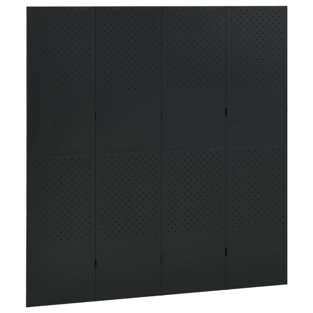 vidaXL 4-Panel Room Divider Black 160x180 cm Steel