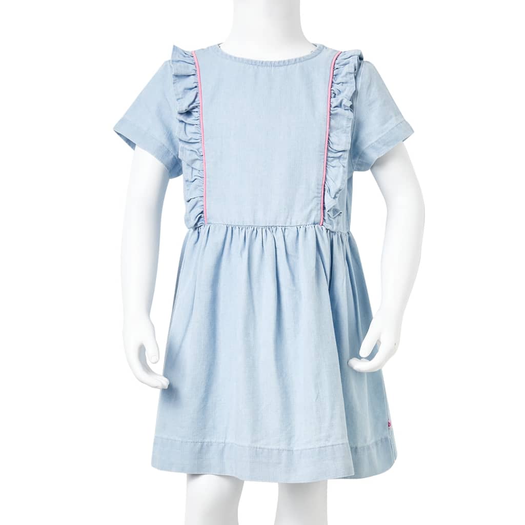 Kids' Dress with Ruffles Soft Blue 92