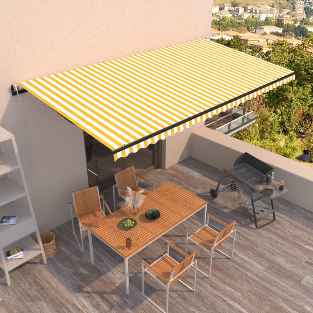 vidaXL Automatic Retractable Awning 600x350 cm Yellow and White