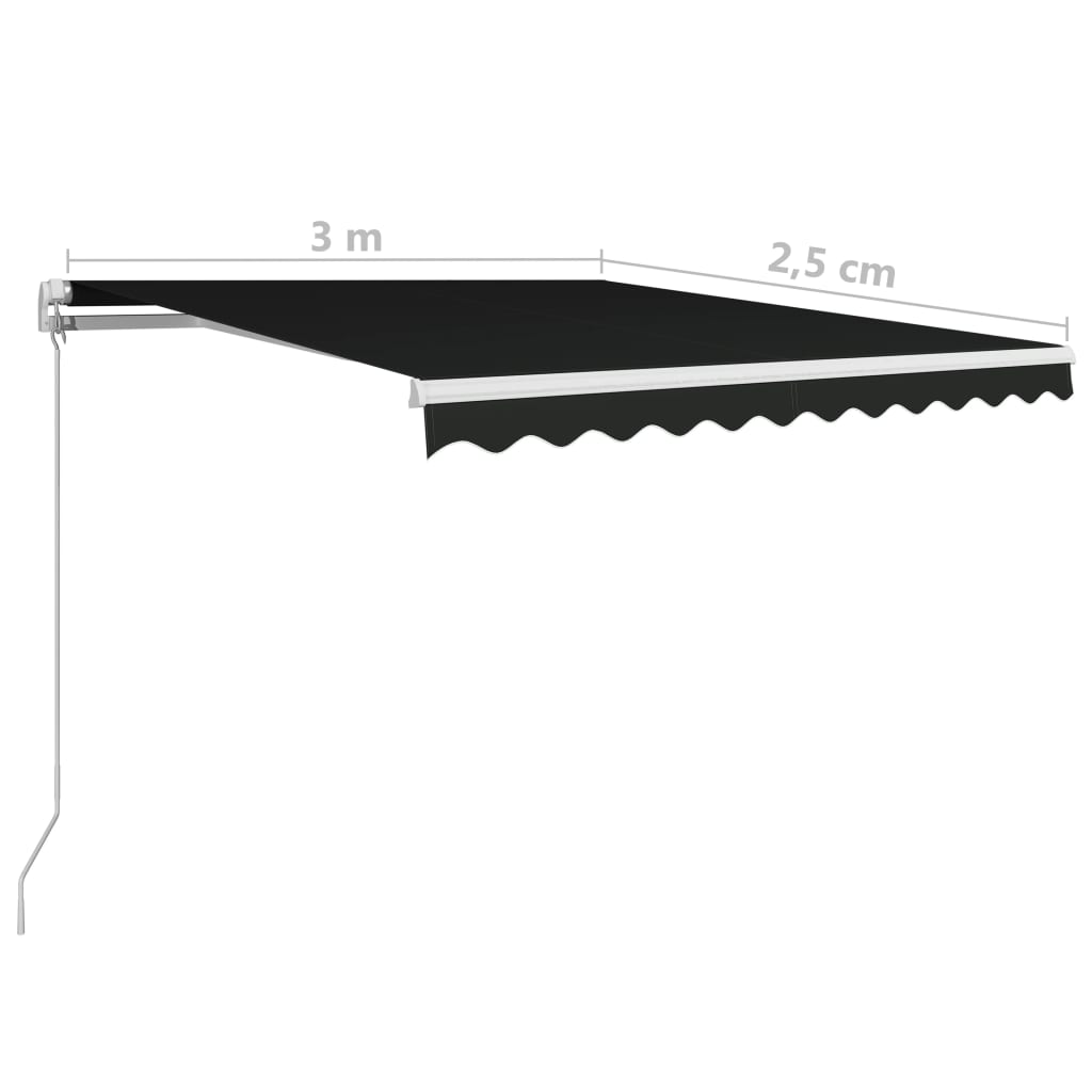 vidaXL Manual Retractable Awning 300x250 cm Anthracite