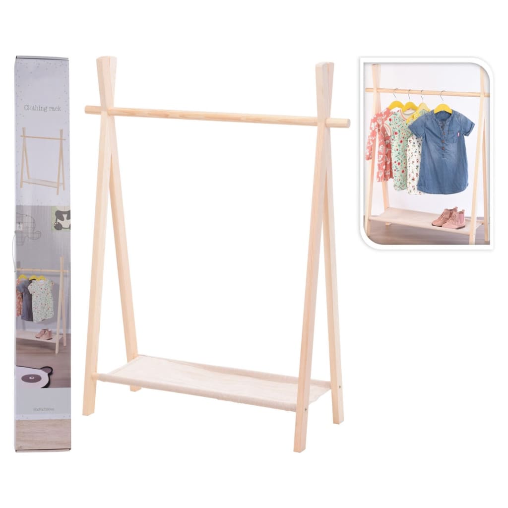 Storage Solutions Children's Clothing Rack with 1 Tier Pinewood