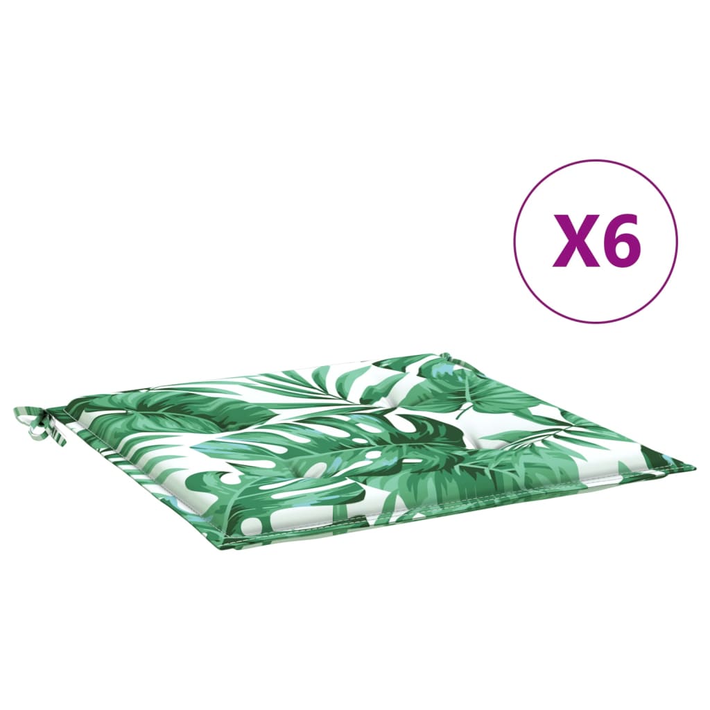 vidaXL Chair Cushions 6 pcs Leaf Pattern 40x40x3 cm Fabric