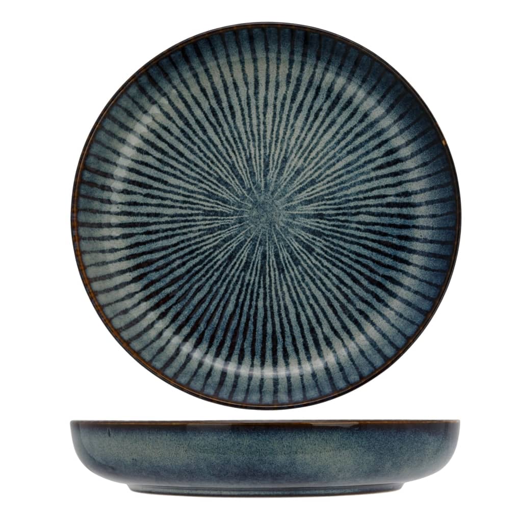 Cosy & Trendy Deep Plate with Stripes Pattern Atlantis 4 pcs Ø24 cm Blue