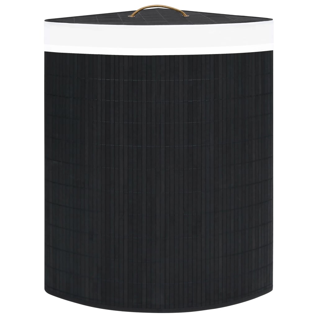vidaXL Bamboo Corner Laundry Basket Black 60 L