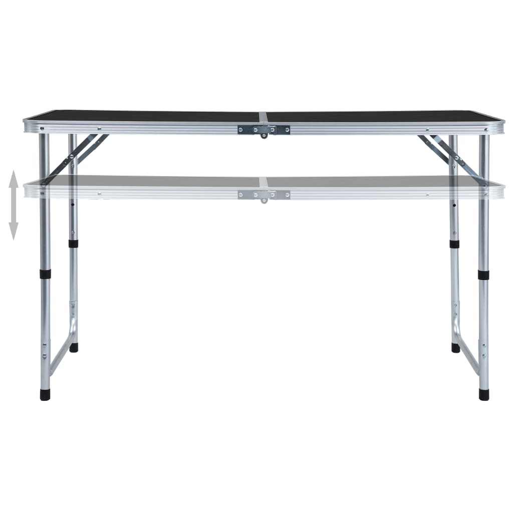 vidaXL Foldable Camping Table Grey Aluminium 120x60 cm