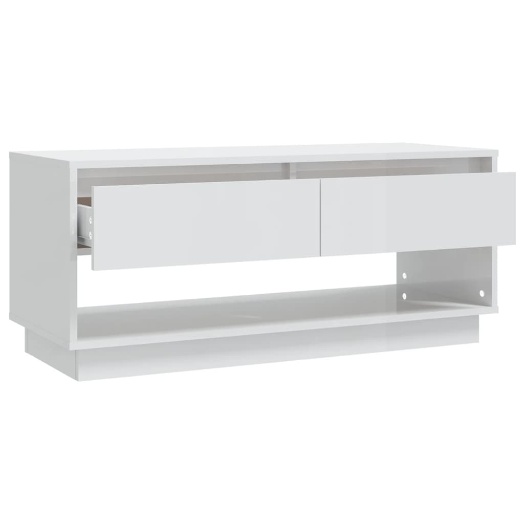 vidaXL TV Cabinet High Gloss White 102x41x44 cm Engineered Wood