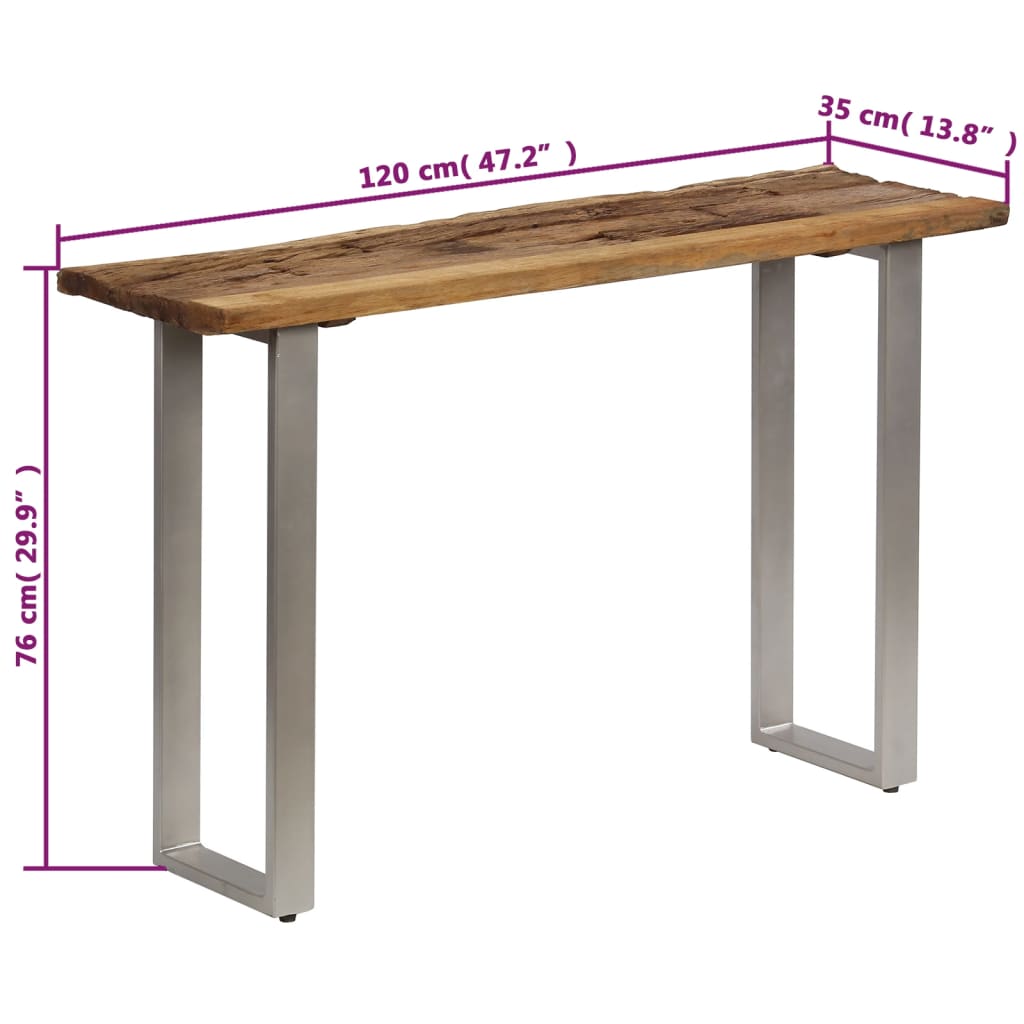 vidaXL Console Table Reclaimed Wood and Steel 120x35x76 cm