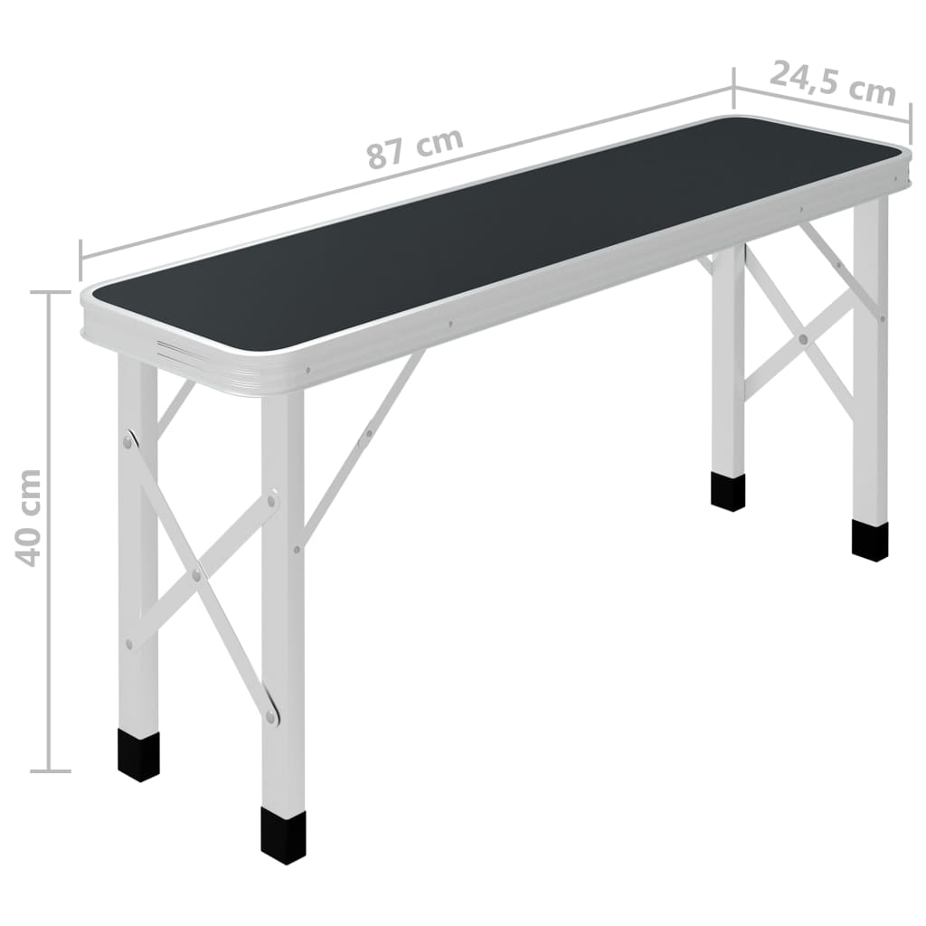 vidaXL Folding Camping Table with 2 Benches Aluminium Grey