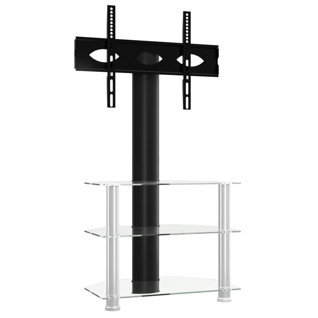 vidaXL Corner TV Stand 3-Tiers for 32-70 Inch Black and Silver
