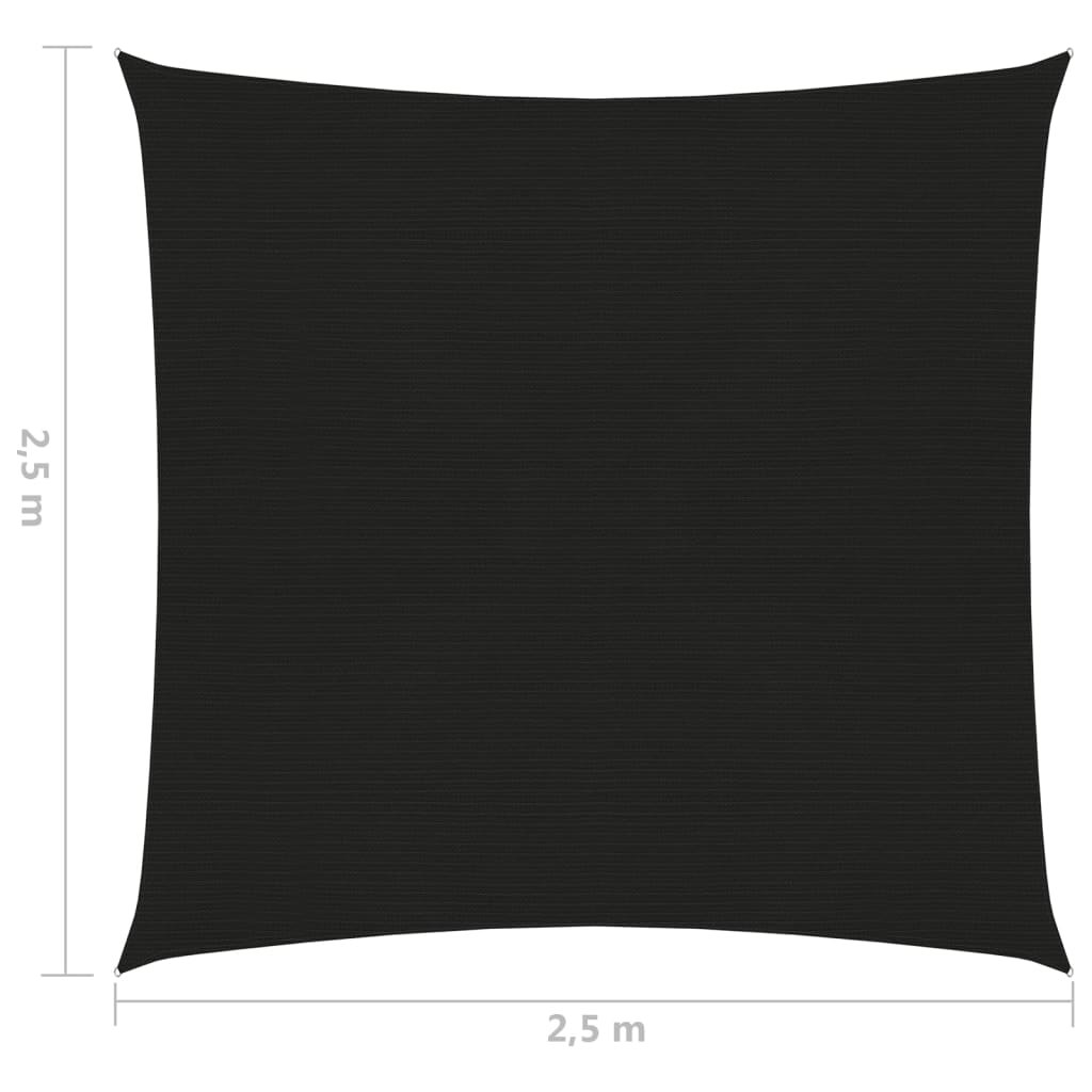 vidaXL Sunshade Sail 160 g/m² Black 2.5x2.5 m HDPE