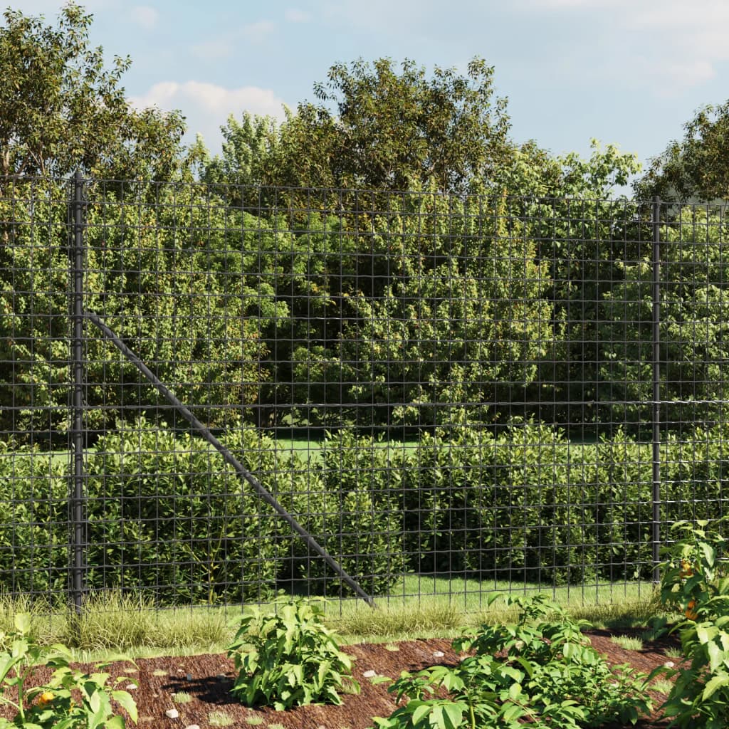 vidaXL Wire Mesh Fence with Flange Anthracite 2x25 m