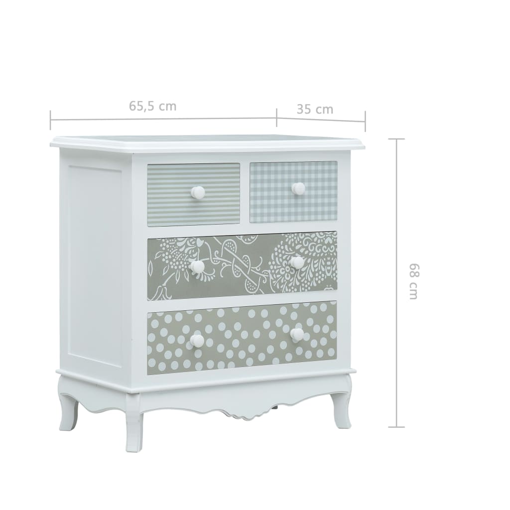 vidaXL Sideboard with 4 Drawers White and Grey 65.5x35x68 cm MDF