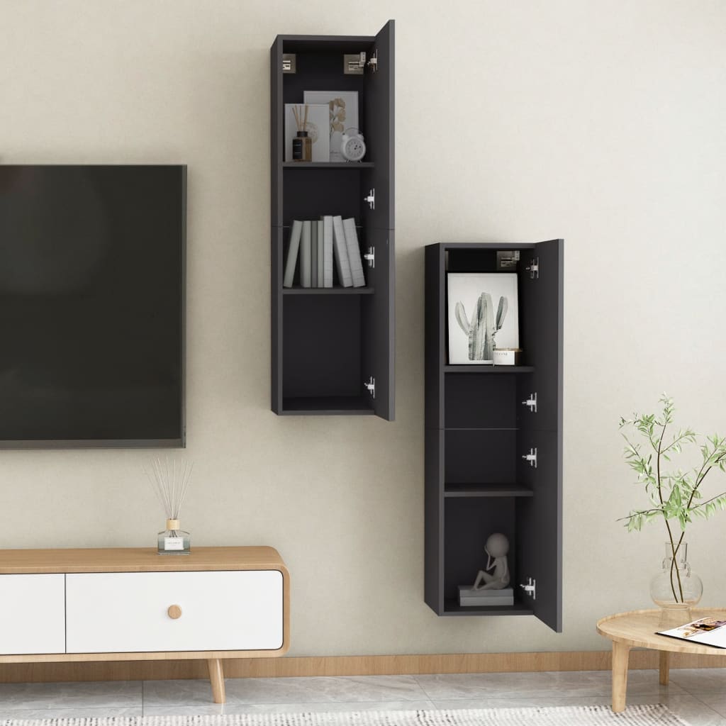 vidaXL TV Cabinets 2 pcs Grey 30.5x30x110 cm Chipboard