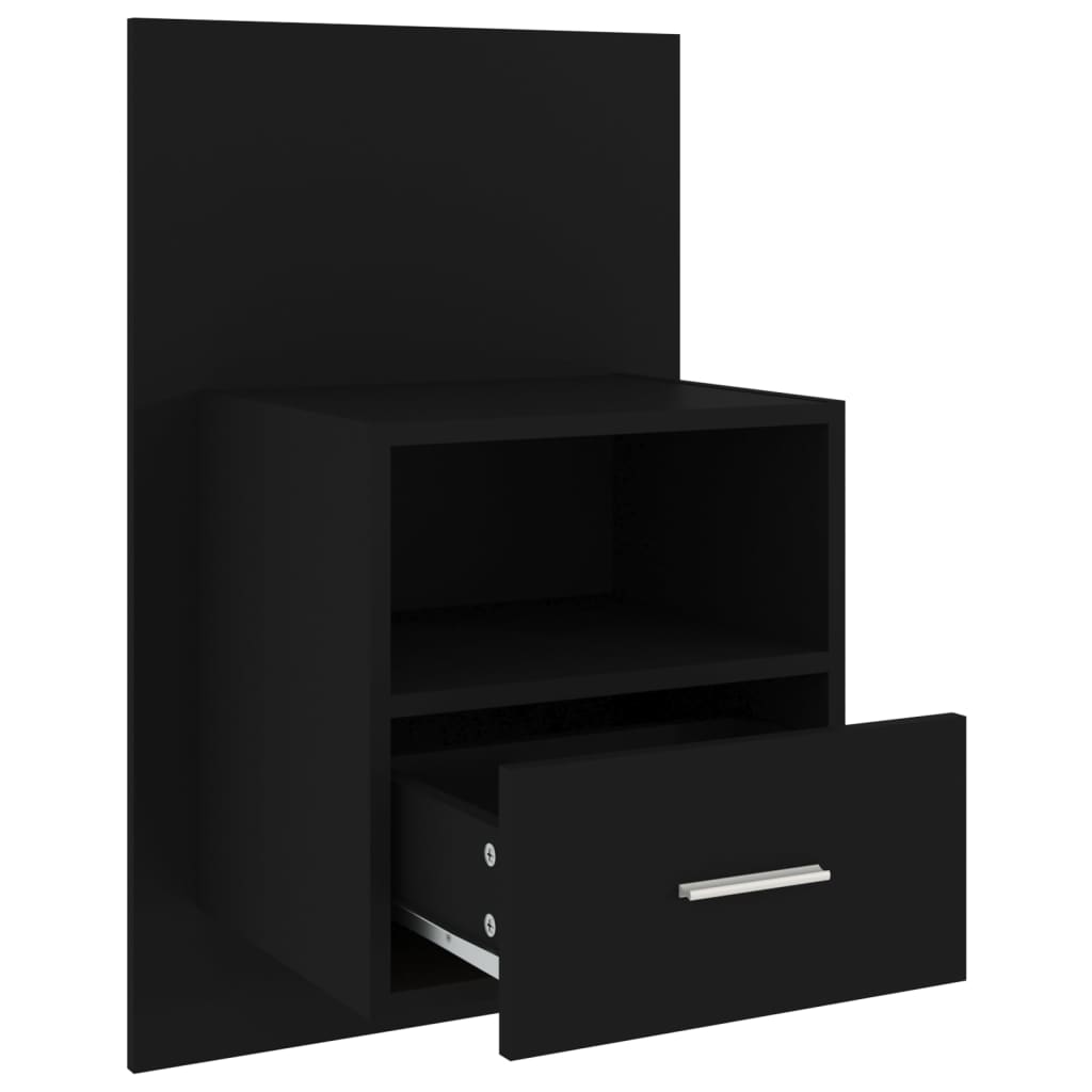 vidaXL Wall-mounted Bedside Cabinet Black