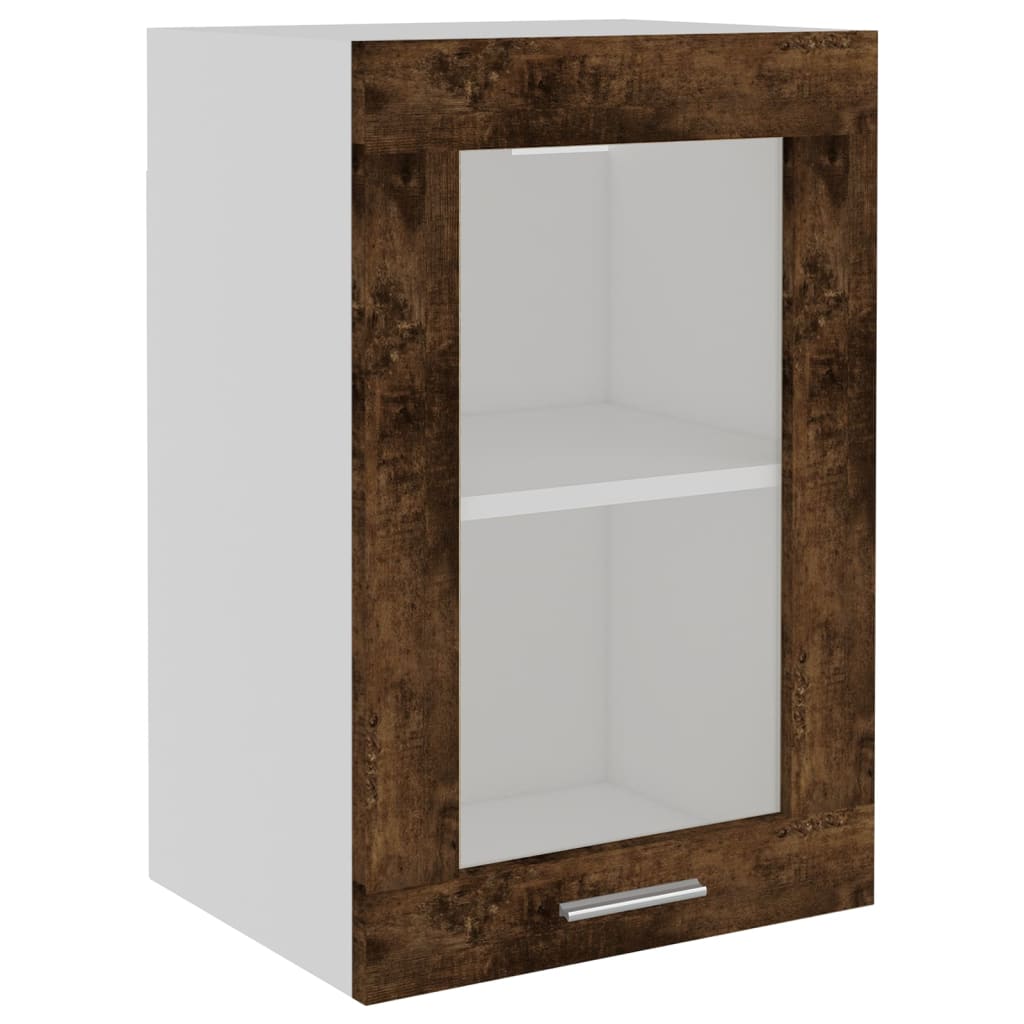 vidaXL Hanging Glass Cabinet Smoked Oak 40x31x60 cm Engineered Wood