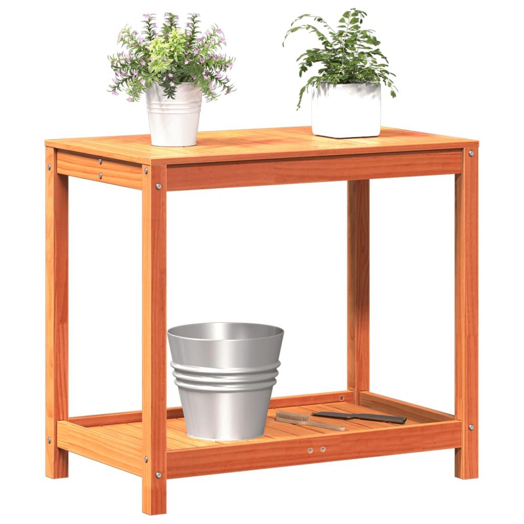 vidaXL Potting Table with Shelf Wax Brown 82.5x35x75 cm Solid Wood Pine