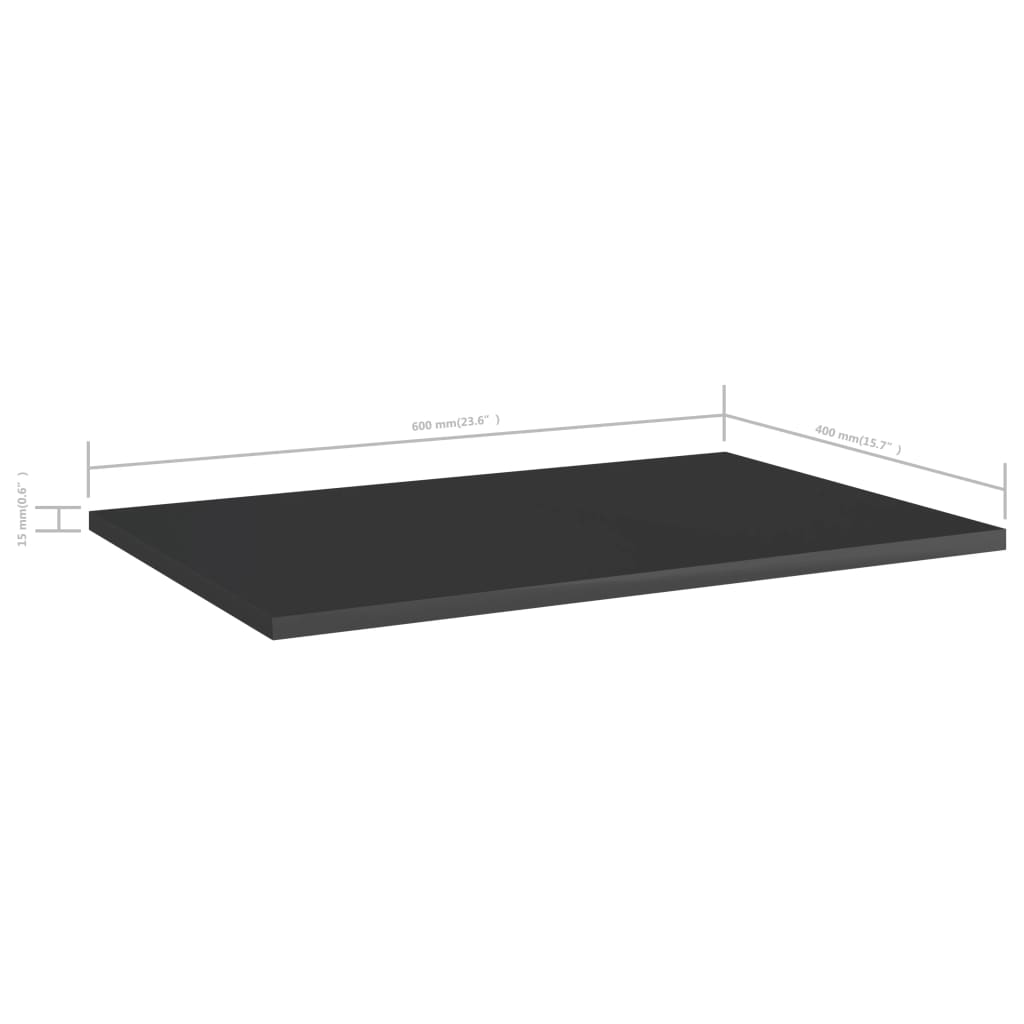 vidaXL Bookshelf Boards 8 pcs High Gloss Black 60x40x1.5 cm Engineered Wood