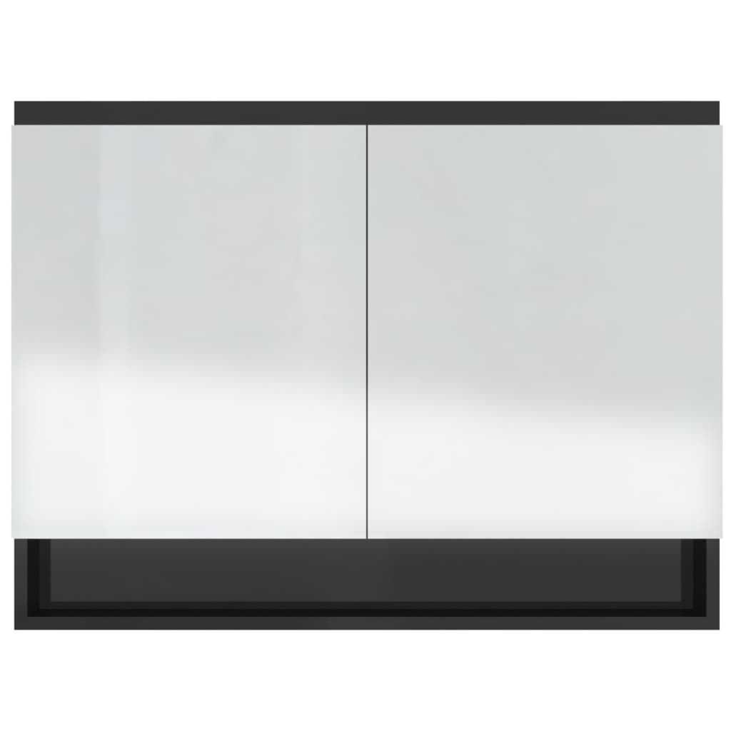 vidaXL Bathroom Mirror Cabinet 80x15x60 cm MDF Shining Black