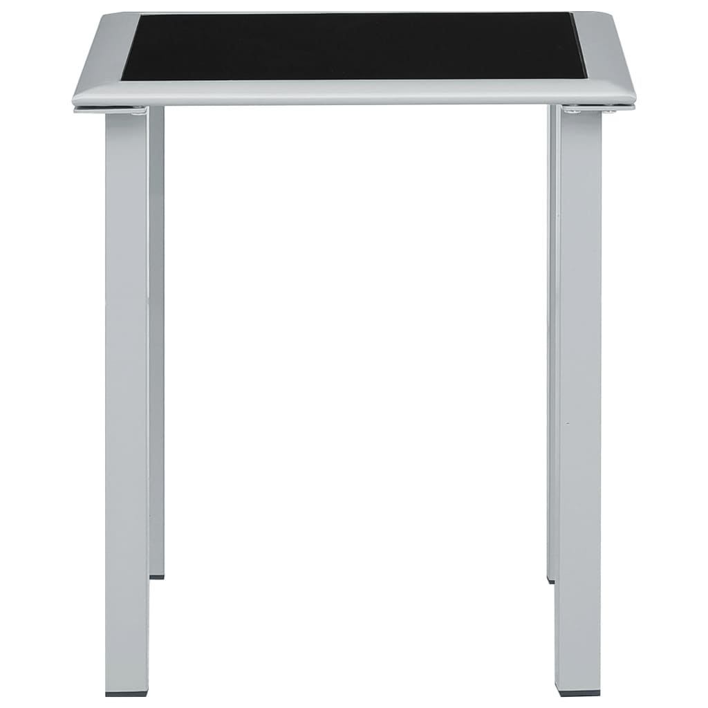 vidaXL Garden Table Black and Silver 41x41x45 cm Steel and Glass