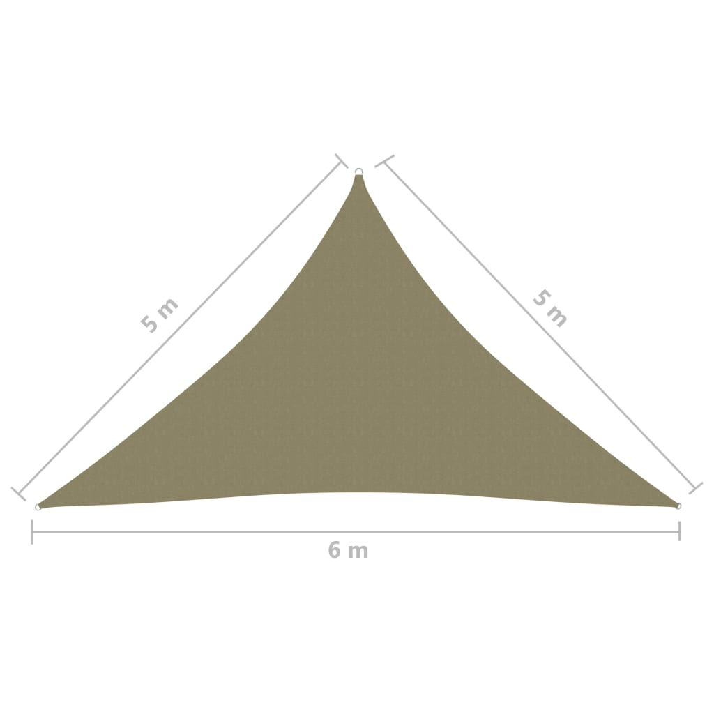 vidaXL Sunshade Sail Oxford Fabric Triangular 5x5x6 m Beige