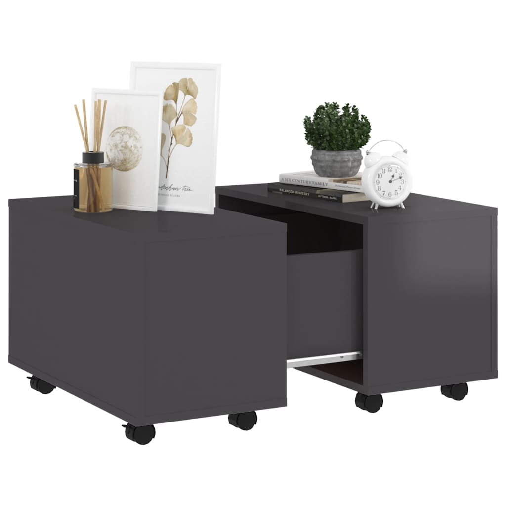 vidaXL Coffee Table High Gloss Grey 60x60x38 cm Engineered Wood