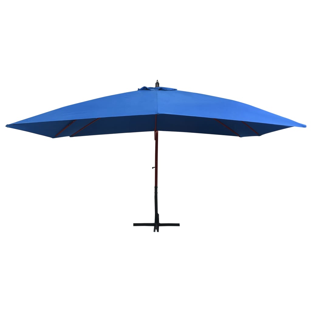 vidaXL Hanging Parasol with Wooden Pole 400x300 cm Blue
